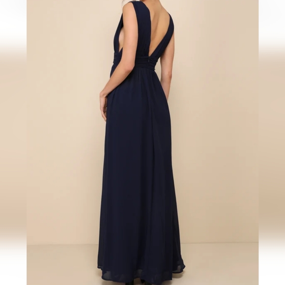 NWOT LULU'S NAVY BLUE MAXI DRESS MEDIUM - Picture 4 of 6